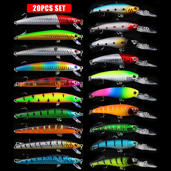 Lureswholesale® 20pc Рыболовные Приманки Наборы Minnow Твердые Пластиковые Приманки Карп Рыбалка Воблеры Peche Leurre Рыба Приманки Наборы-2