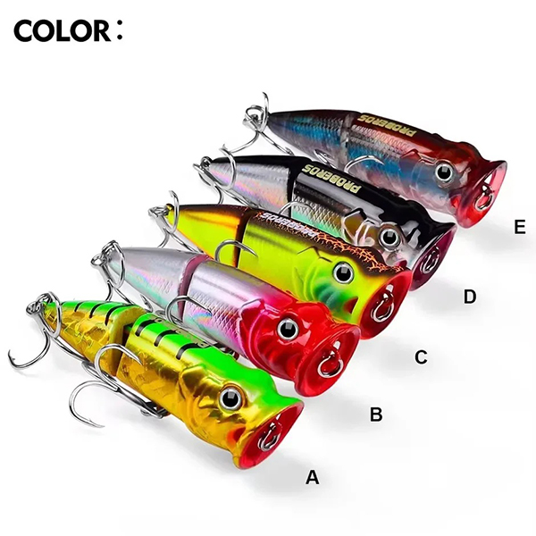 Приманки wholesale® Popper Fishing Приманки для ловли окуня на твердой поверхности воды с 3D-глазами и большим ртом, Плавающие Попперные приманки, рыболовные снасти-3