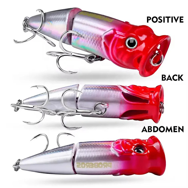 Приманки wholesale® Popper Fishing Приманки для ловли окуня на твердой поверхности воды с 3D-глазами и большим ртом, Плавающие Попперные приманки, рыболовные снасти-4