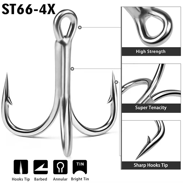 Lureswholesale Treble Fishing Hooks High Carbon Steel Hook High Strength Hooks Tackle (2)